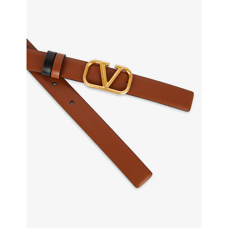 Shop Valentino Garavani Women's Selleria-nero Vlogo Reversible Leather Belt