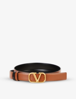 Valentino Garavani Womens Selleria-nero Vlogo Reversible Leather Belt