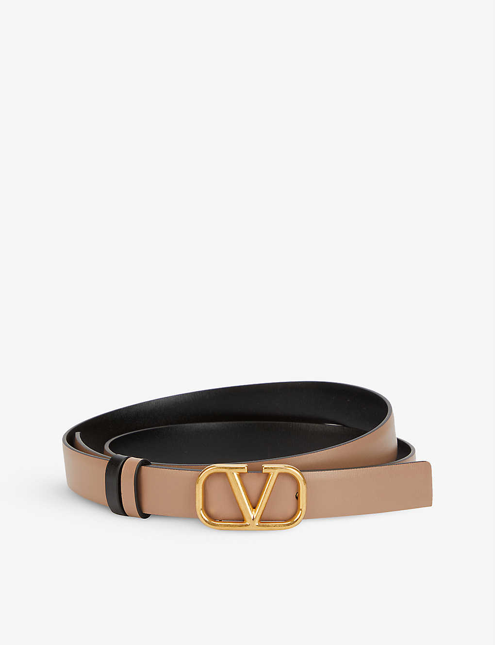 Valentino Garavani Vlogo Slim Reversible Leather Belt In Brown