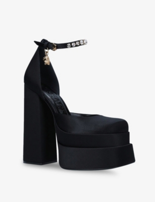 VERSACE Medusa Aevitas embellished satin platform courts