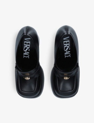 VERSACE Medusa Aevitas embellished leather platform loafers