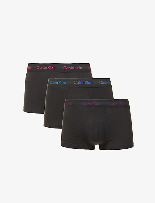 CALVIN KLEIN: Pack of three branded low-rise stretch-cotton trunks