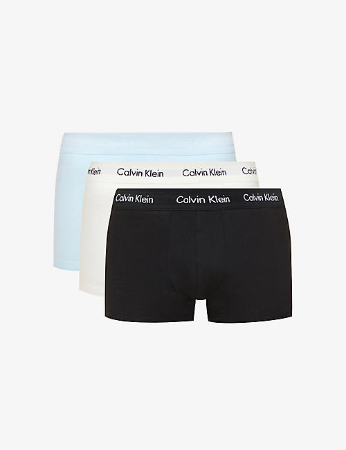 CALVIN KLEIN: Logo-waistband pack of three stretch-cotton boxers