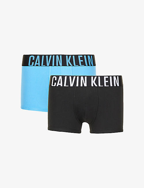 CALVIN KLEIN: Pack of two branded-waistband stretch-cotton trunks