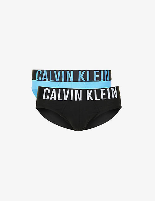 CALVIN KLEIN: Pack of two branded-waistband stretch-cotton briefs