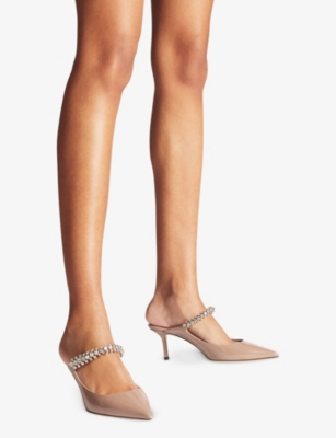 Jimmy Choo Bing 65 Patent Leather Mules In Ballet Pink