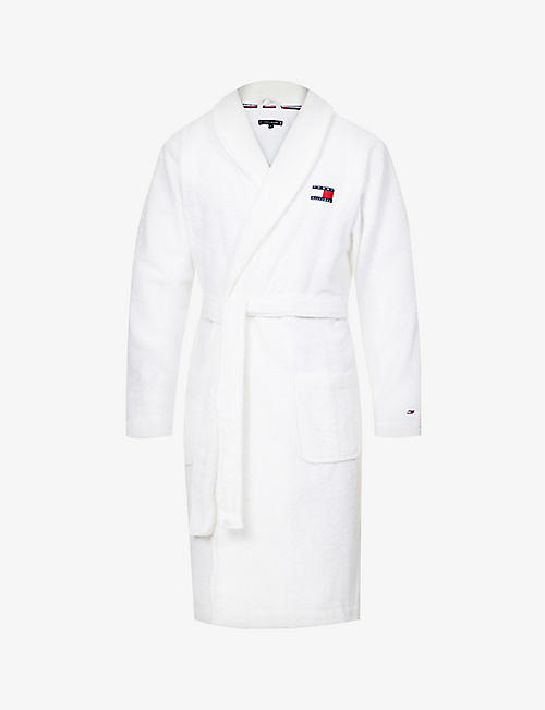 TOMMY HILFIGER: Logo-applique organic-cotton towelling bath robe