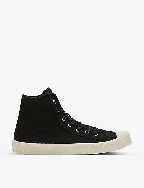 ALLSAINTS: Max embroidered canvas high-top trainers