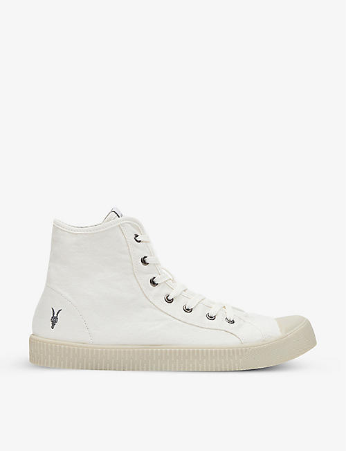 ALLSAINTS: Max logo-embroidered canvas high-top trainers