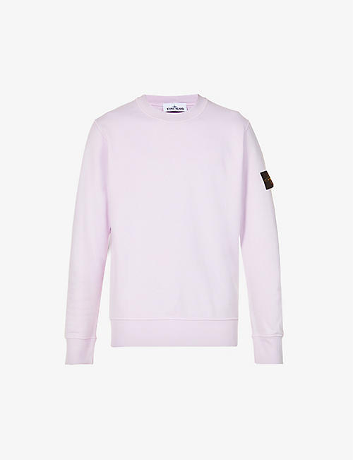 STONE ISLAND: Logo-patch relaxed-fit cotton-jersey sweatshirt