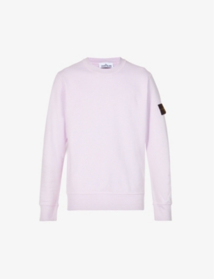 Stone Island Mens Pink Cotton Jersey Logo-patch Relaxed-fit Sweatshirt, Size: M