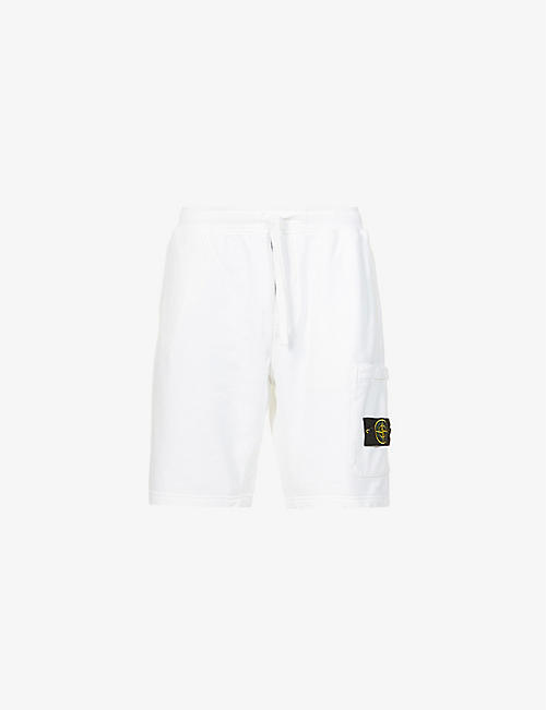 STONE ISLAND: Logo-patch cotton shorts