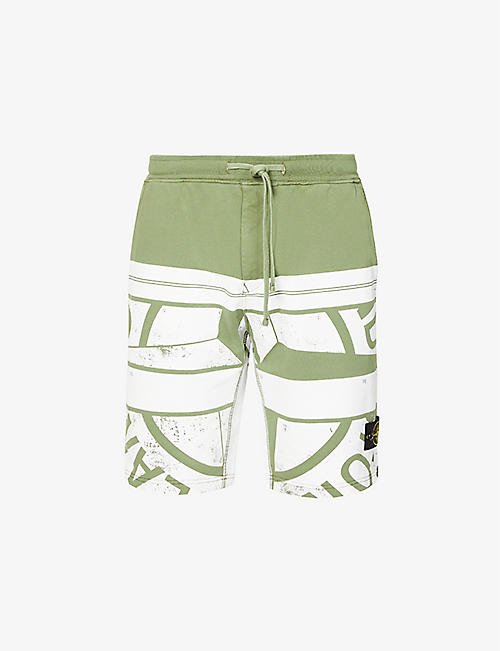 STONE ISLAND: Abstract-print regular-fit cotton-jersey shorts