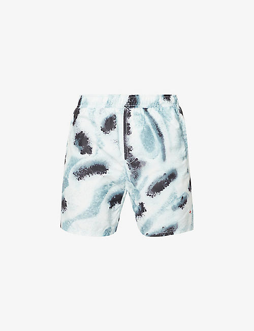STONE ISLAND: Marina Reef logo-print relaxed-fit swim shorts