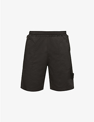 STONE ISLAND: Drawstring-waistband garment-dyed cotton-blend shorts