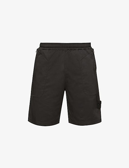 STONE ISLAND: Drawstring-waistband garment-dyed cotton-blend shorts