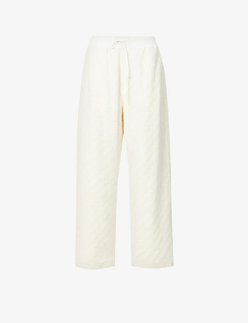 AMBUSH: Monogram-pattern relaxed-fit wide cotton-blend jogging bottoms