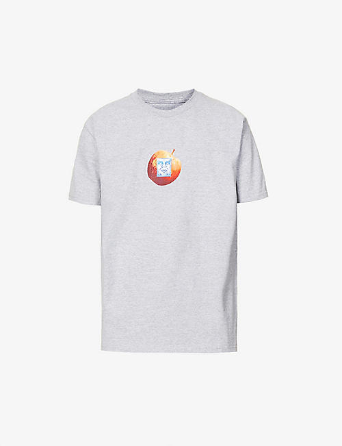 OBEY: Apple-print crewneck cotton-jersey T-shirt