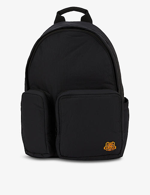 KENZO: Embroidered-logo shell backpack
