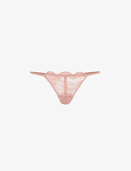 MUSE BY COCO DE MER: Alice semi-sheer mid-rise stretch-lace thong