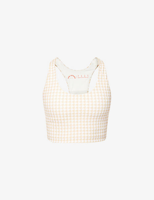 THE UPSIDE: Margot houndstooth-print stretch-jersey sports bra