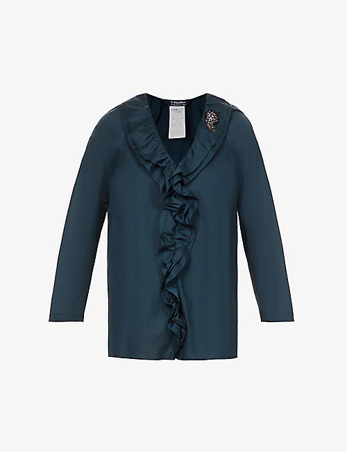 S MAX MARA: Relaxed-fit gemstone-embellished cotton-poplin shirt