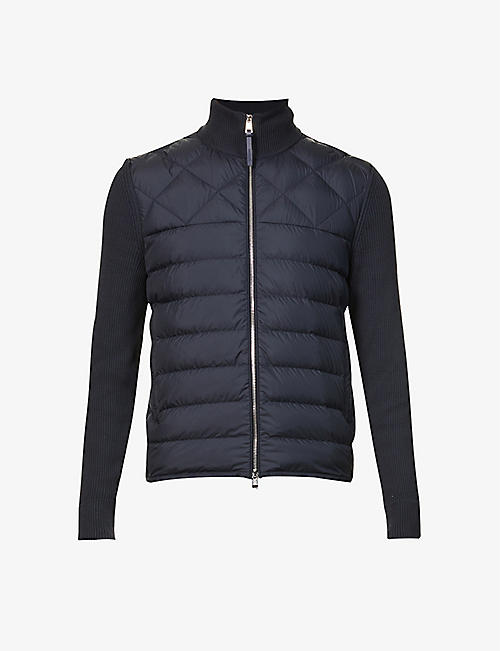 MONCLER: Logo-patch regular-fit shell-down and knitted jacket