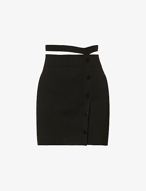 ANDREA ADAMO: Ribbed high-rise stretch-woven mini skirt