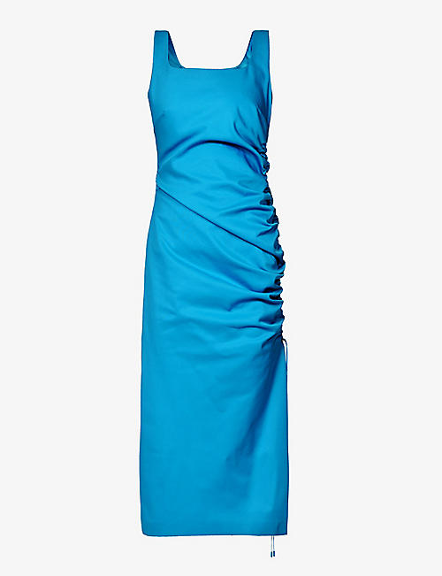 SPORTMAX: Cagli ruched stretch-cotton midi dress