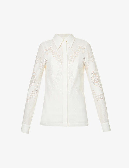 SPORTMAX: Laghi embroidered cotton-blend shirt