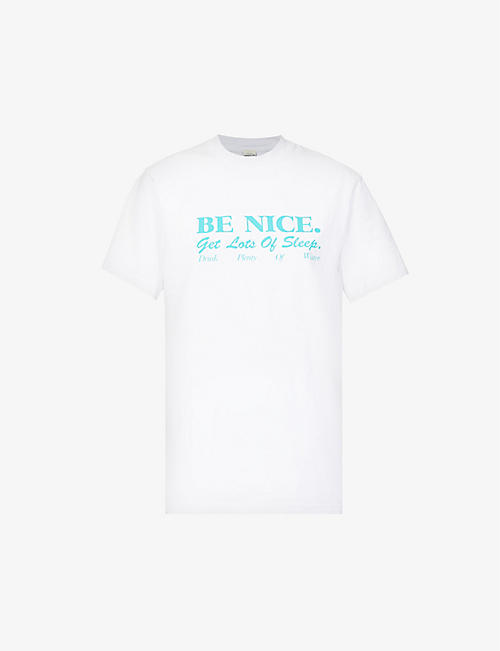 SPORTY & RICH: Be Nice text-print cotton-jersey T-shirt