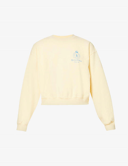 SPORTY & RICH: Crown brand-printed cotton sweatshirt