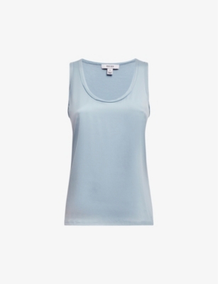 Reiss Riley Round-neck Silk-blend Vest Top In Blue