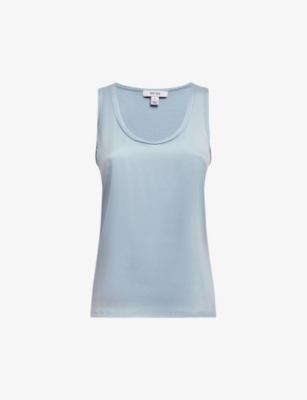 REISS REISS WOMEN'S BLUE RILEY ROUND-NECK SILK-BLEND VEST TOP,63707909