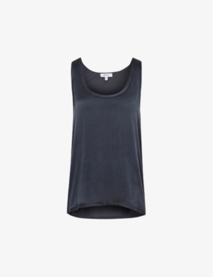 Reiss Riley Silk Front Vest In Navy