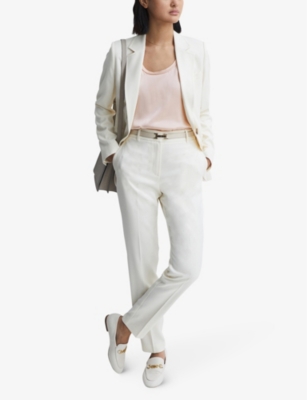 Reiss Womens Nude Riley Round-neck Silk-blend Vest Top In Nude