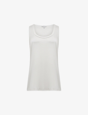 Shop Reiss Women's White Riley Round-neck Silk-blend Vest Top