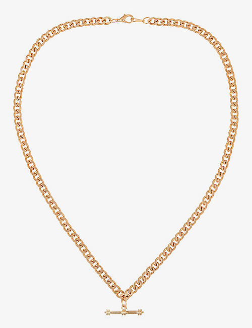 SUSAN CAPLAN: Pre-loved curb-chain 22ct rose gold-plated T-bar necklace