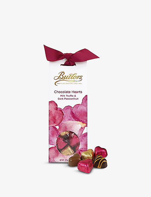 BUTLERS: Spring Heart milk truffle and dark passionfruit chocolate box 125g