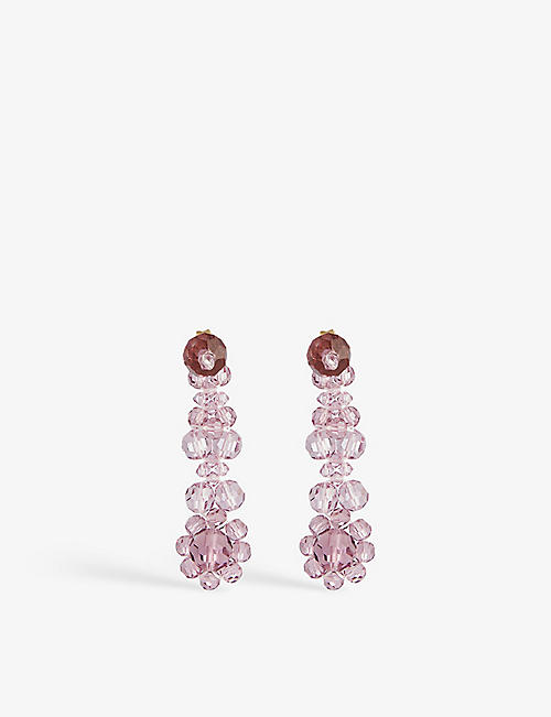 SIMONE ROCHA: Floral crystal-embellished sterling silver earrings