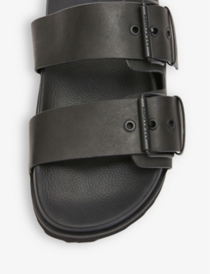 Shop Allsaints Women's Black Sian Double-strap Leather Sandals