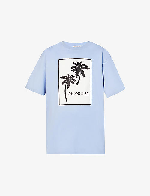 MONCLER: Moncler x 8 Moncler Palm Angels palm-print cotton-jersey T-shirt