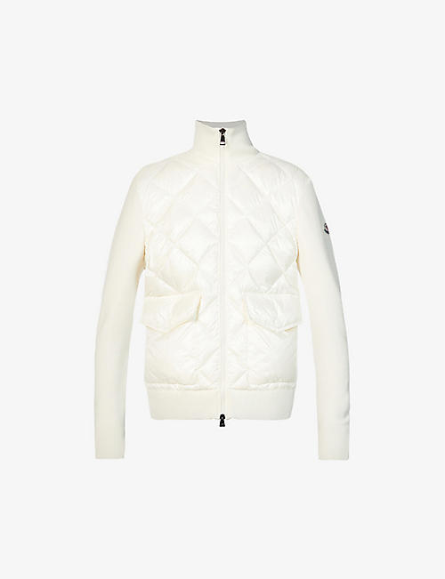 MONCLER: High-neck shell and cotton-knit cardigan