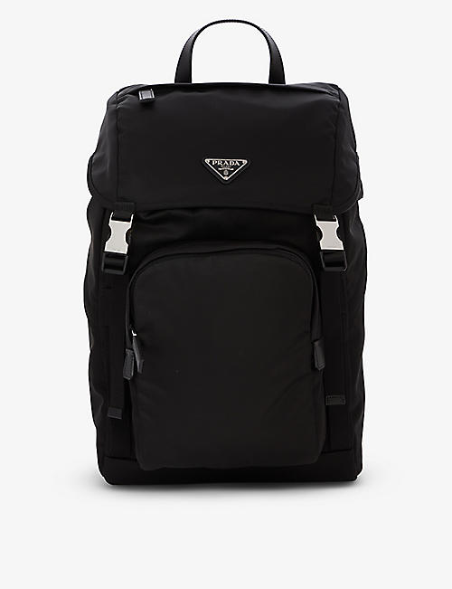 PRADA: Triangle-plaque buckle-embellished recycled-nylon backpack