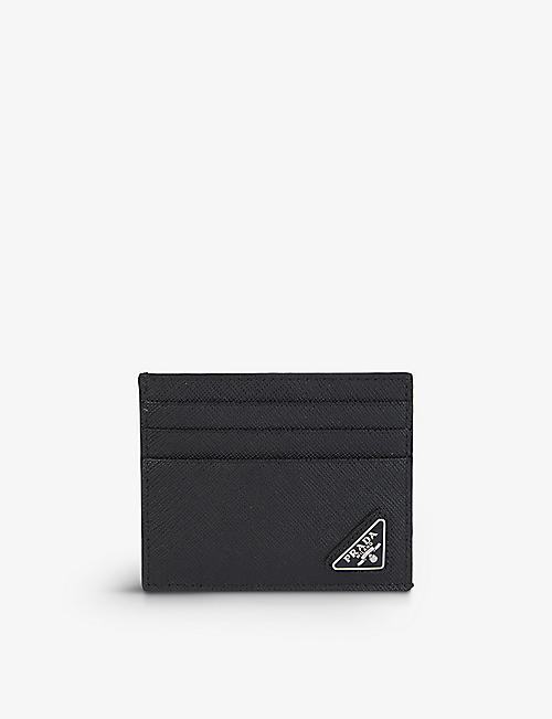 PRADA: Brand-plaque leather card holder