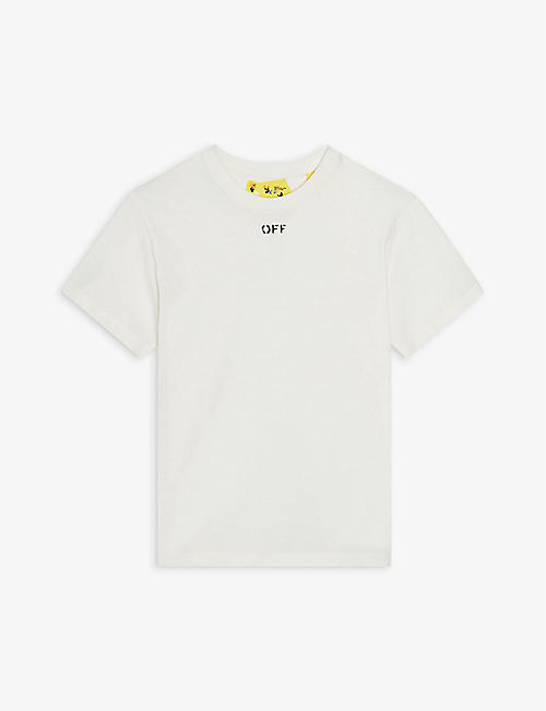 OFF-WHITE C/O VIRGIL ABLOH: Stamp logo cotton T-shirt 4-10 years