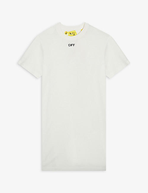 OFF-WHITE C/O VIRGIL ABLOH: Brand-print cotton T-shirt dress 4-10 years