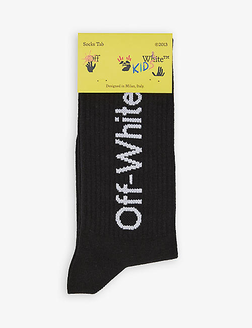 OFF-WHITE C/O VIRGIL ABLOH：儿童徽标印花棉混纺袜