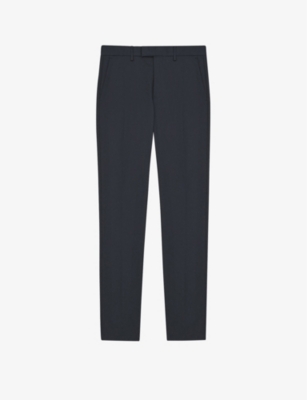 Reiss Mens Steel Blue Eastbury Slim-fit Straight Stretch-cotton Trousers