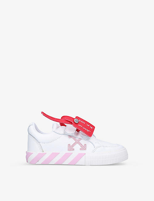 OFF-WHITE C/O VIRGIL ABLOH: Arrows vulcanised leather low-top trainers 6-10 years